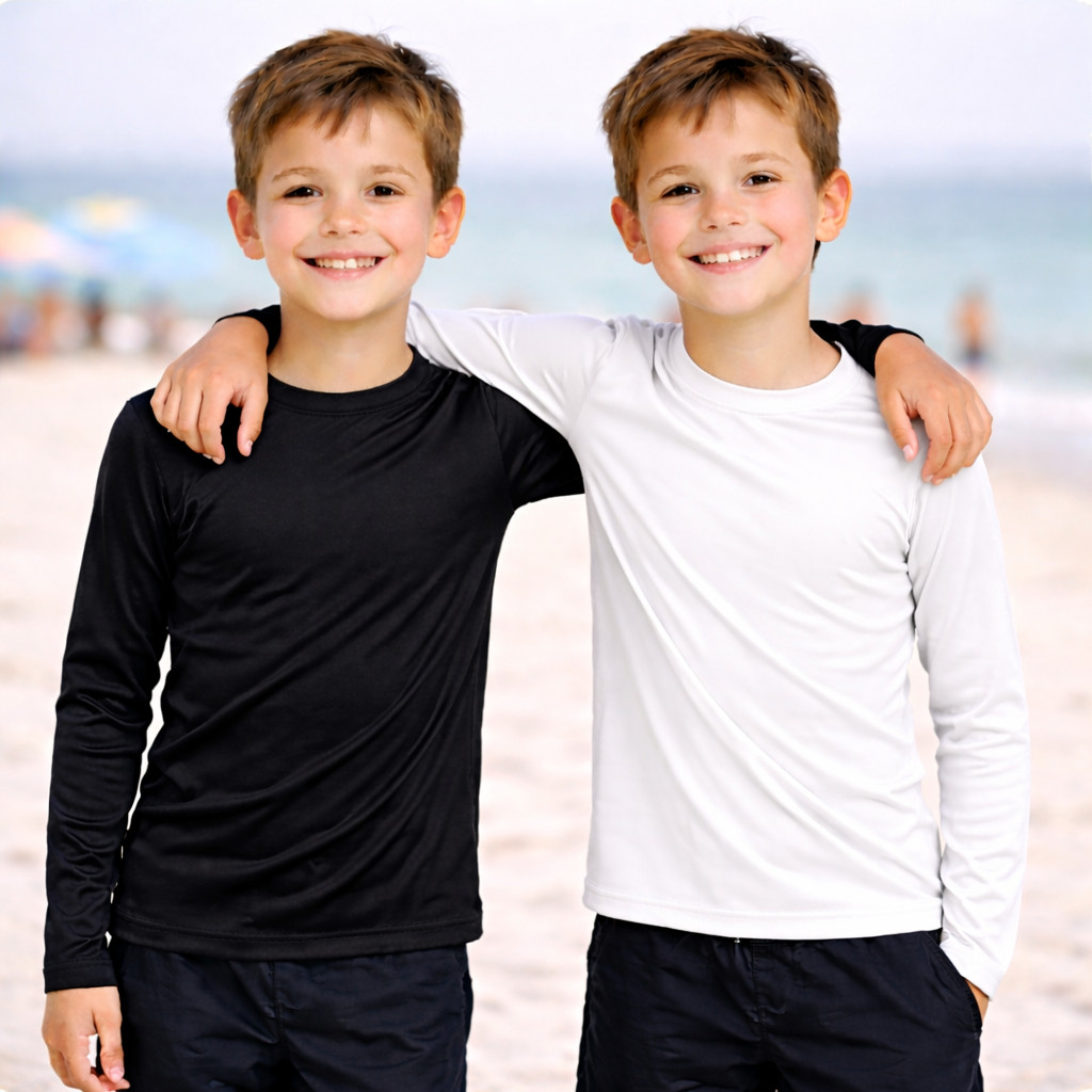 Kit2 Camisetas UV50+ Infantil Menino Cores Preto Branco Térmica Proteção Solar 2 a 8 Anos