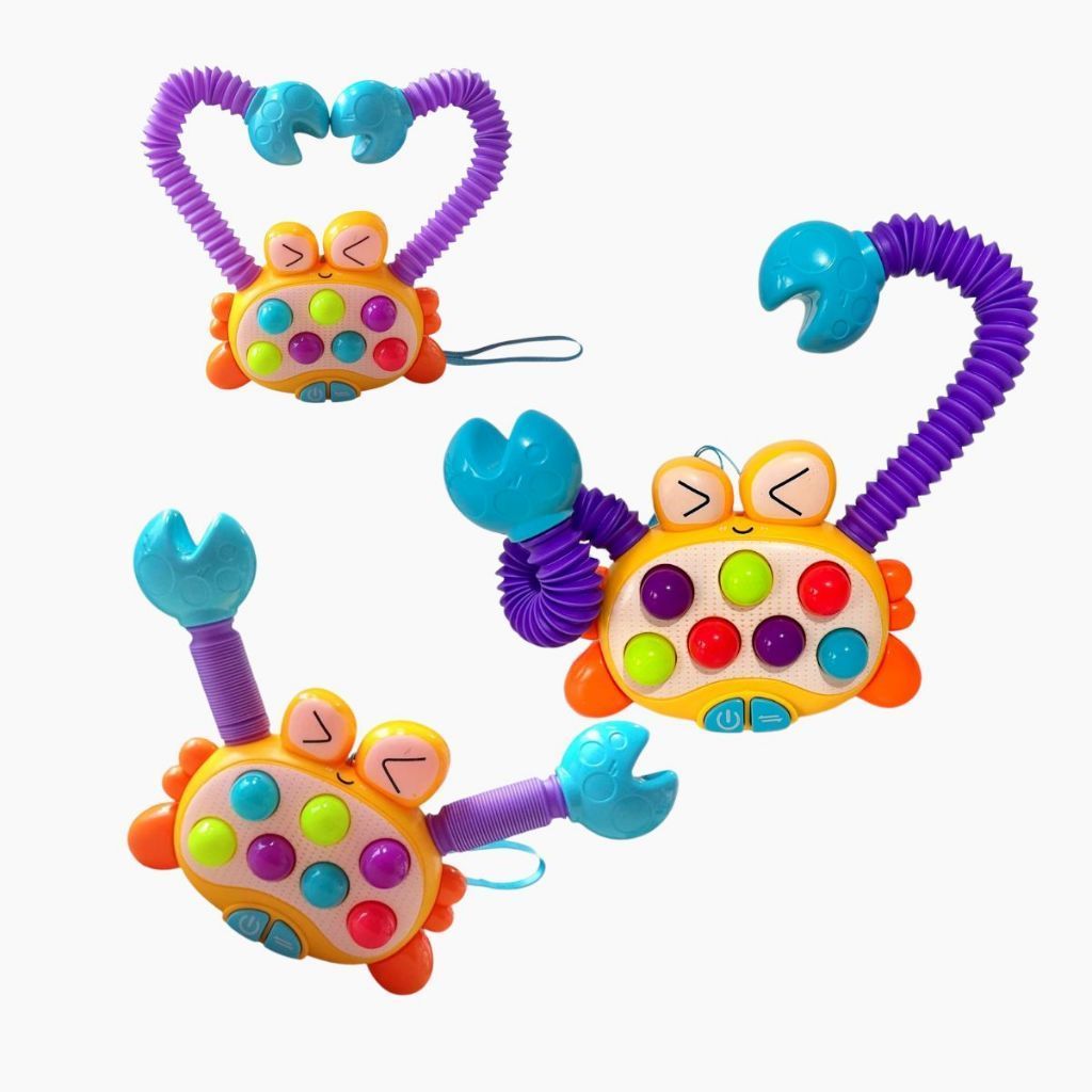 1/2/3 Caranguejo Estica E Puxa Pop IT Brinquedo Infantil Divertido Interativo Com Som E Luz