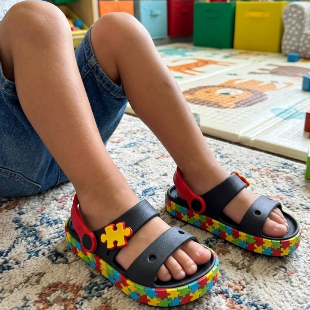 Sandalia Infantil  Unissex TEA Segurança Inclusão Diversão Sombolo de Autista