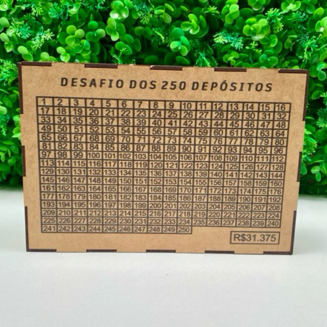 CAIXA COFRE DESAFIO PARA DINHEIRO EM MDF 250 DEPOSITOS