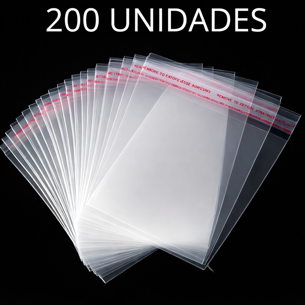 200 Saquinhos Plásticos com Lacre Adesivo para Bijuterias
