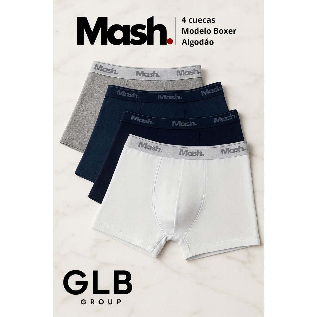 **OFERTA** Kit 4 Cuecas Boxer Mash Masculina Algodão Box Colorida Original **