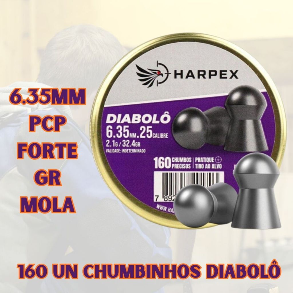 Chumbinho Harpex Diabolô 6.35mm .25 2,1g 160un PCP GR MOLA