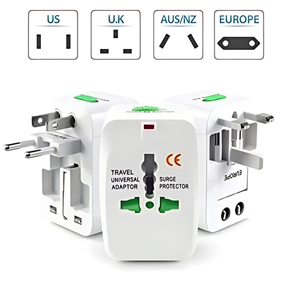 Adaptador de Tomada Universal Internacional para Viagens, Compatível com Vários Países e Seguro