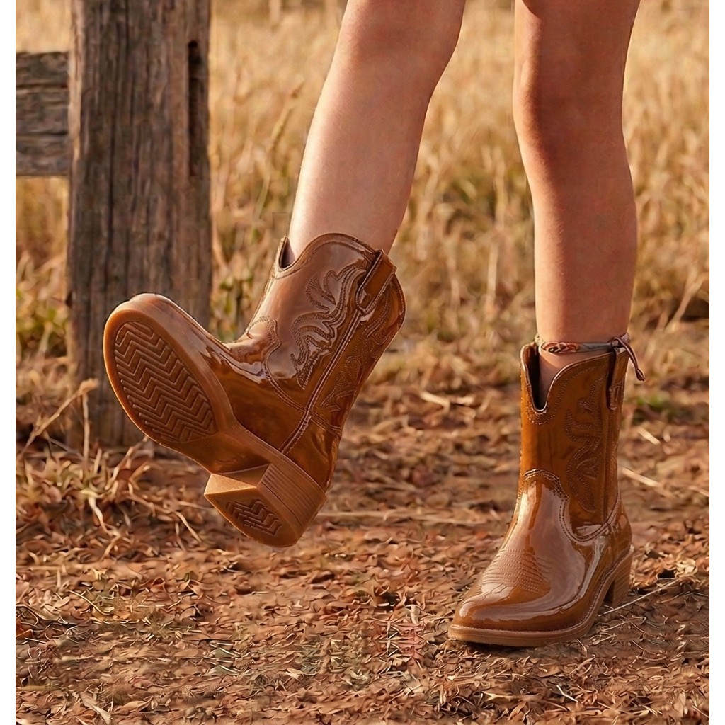 Bota Texana Infantil Menina Botinha Country Cano Longo Leve Confortável