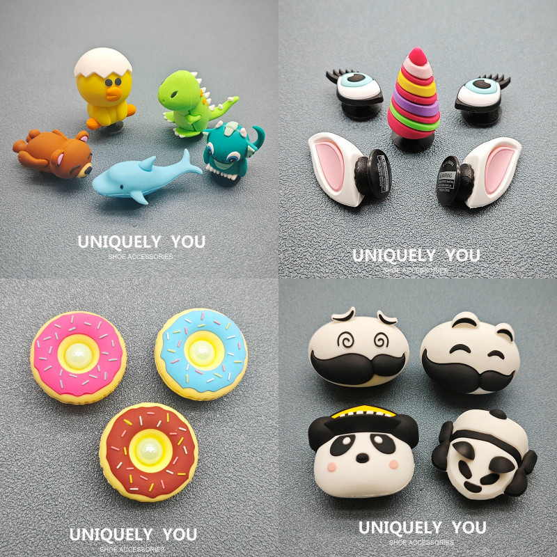 Miss Zoe Jibtz 3D Panda Acessórios Para Pés De Animais De Desenho Animado 3D Donut