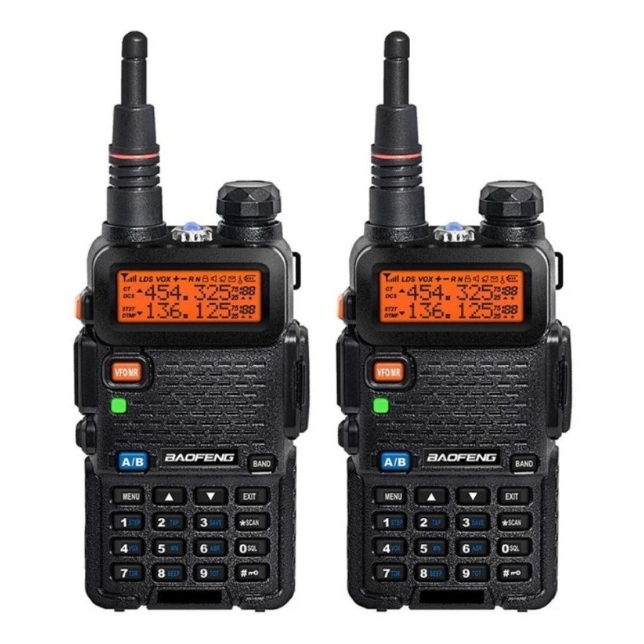 Kit 2 Rádio Ht Dual Band Uhf E Vhf Baofeng Uv5r Rádio