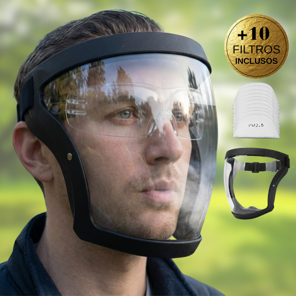 Máscara Protetor Ativo Híbrido Facial Completo Acrílico Esportes Equitação Ciclismo Cozinha Soldagem