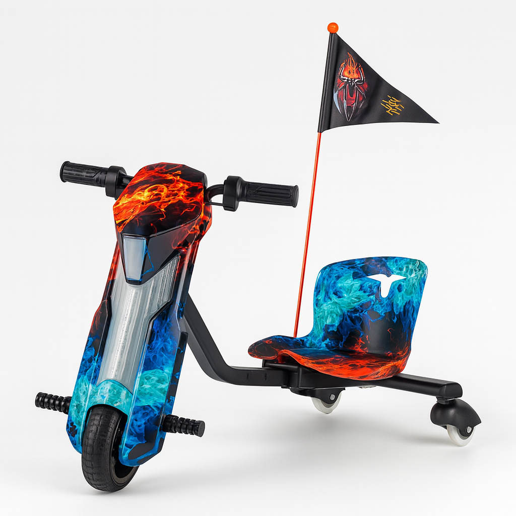 Triciclo Drift Elétrico Infantil 150W 6.5 Bluetooth LED 20km/h Até 75kg com Painel Digital e Chave