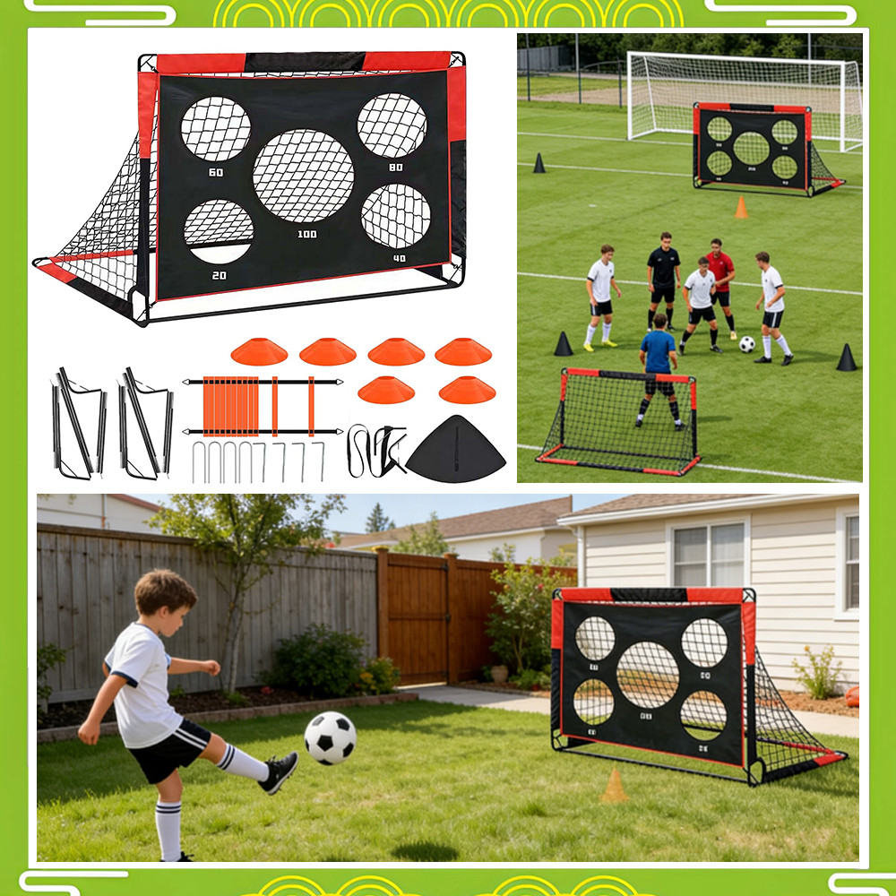 Conjunto de metas de treinamento de futebol de seis furos única caixa de papel preta vermelha de 120 x 90 x 90 cm