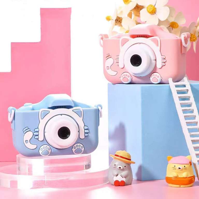 Mini Câmera Infantil Mini Recarregável Com Capa Video Jogos Fotos