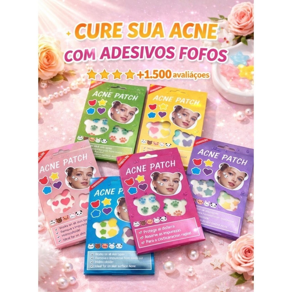 Adesivo Anti Acne Hidrocoloide Secativo | Remove Espinhas Rápido - ENVIO IMEDIATO!!