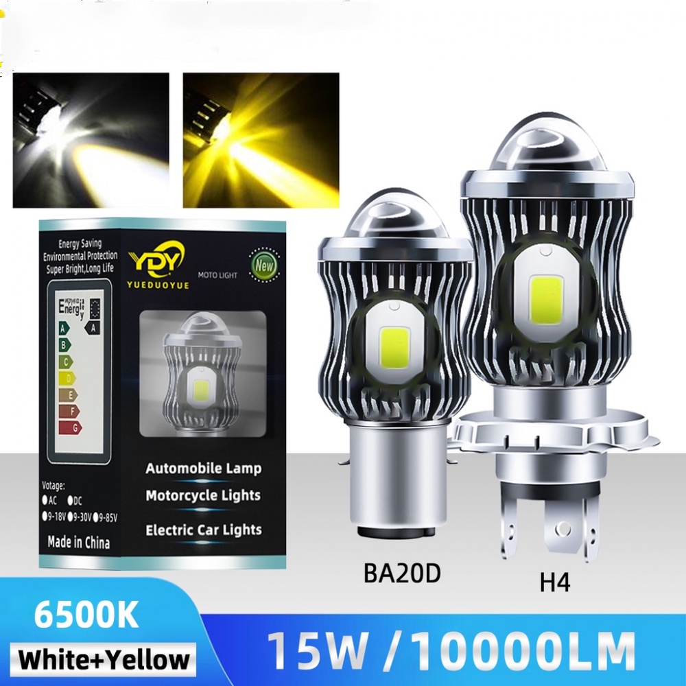 100000lm H4 LED Moto BA20D Lâmpadas Para Faróis De Motocicletas csp Lentes Brancas Amarelas Oi lo Lâmpada scooter Acessórios