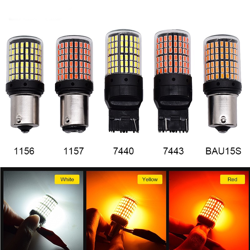 2pcs 3014 144smd Canbus S25 1156 P21W BA15S led BAY15D BAU15S PY21W T20 7440 7443 W21W 1157 Lâmpadas Para Luz De Sinalização De Volta