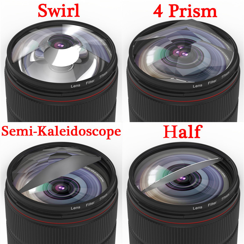 KnightX Filtro De Câmera Caleidoscópio Efeitos Especiais Acessórios De Fotografia DSLR Lente Prisma Para
