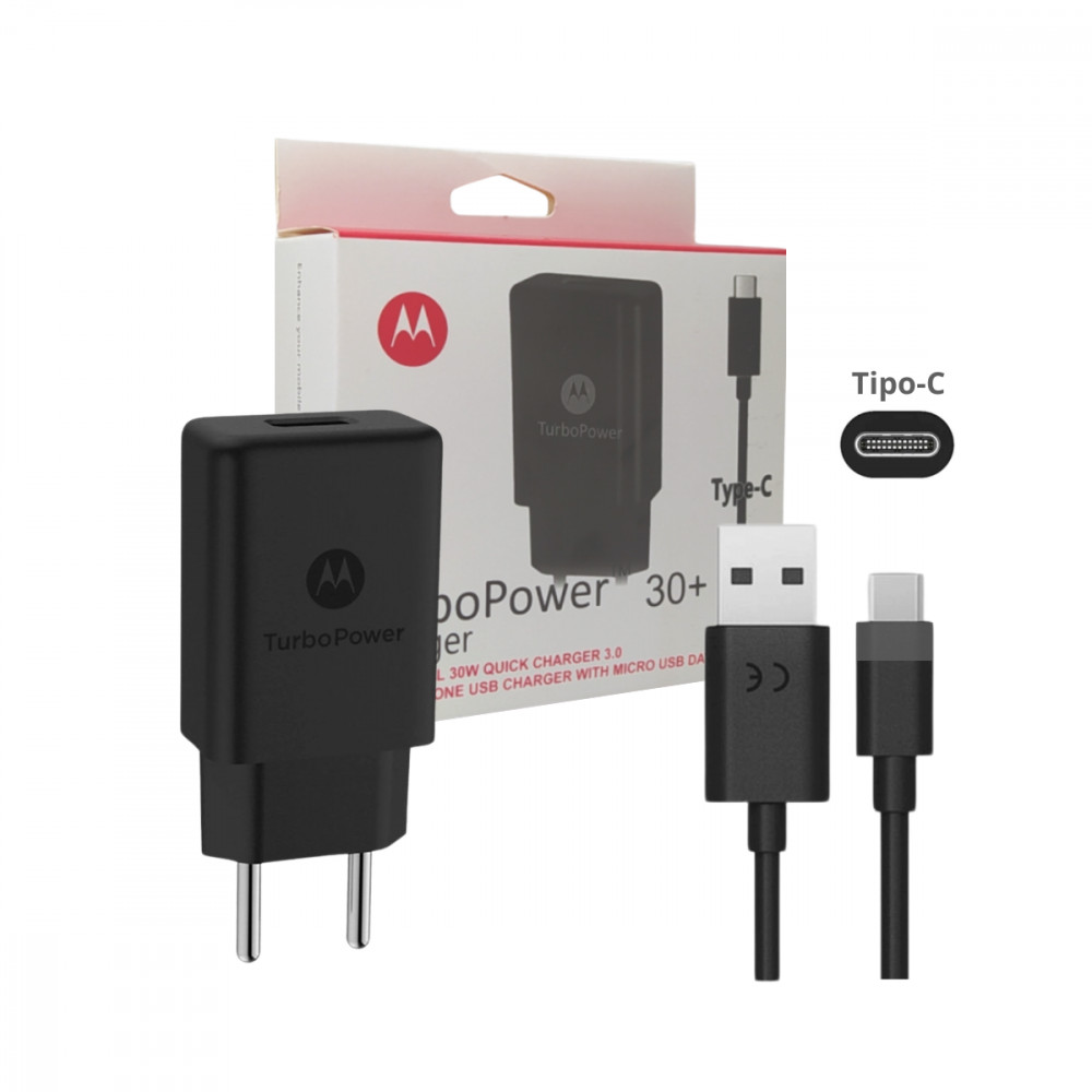 Turbo Power 30W: Carregador TIPO-C para Motorola