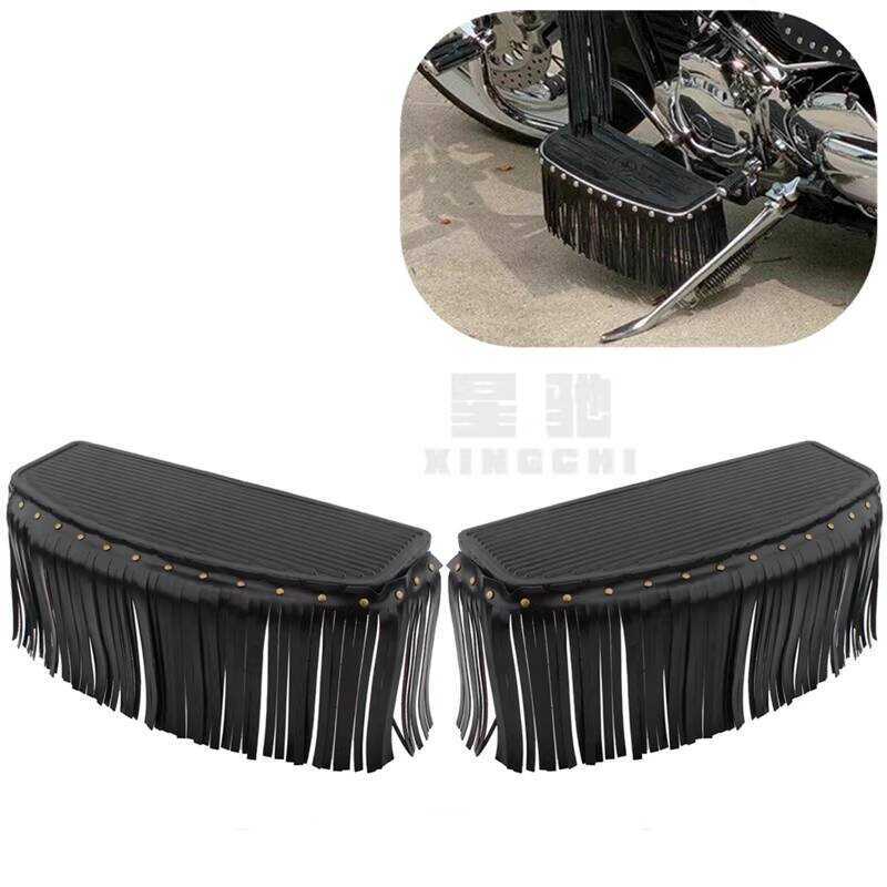 Adequado para Harley deslizamento viagem grande Pedal decorativo couro modificado Retro apoio para os pés couro borla