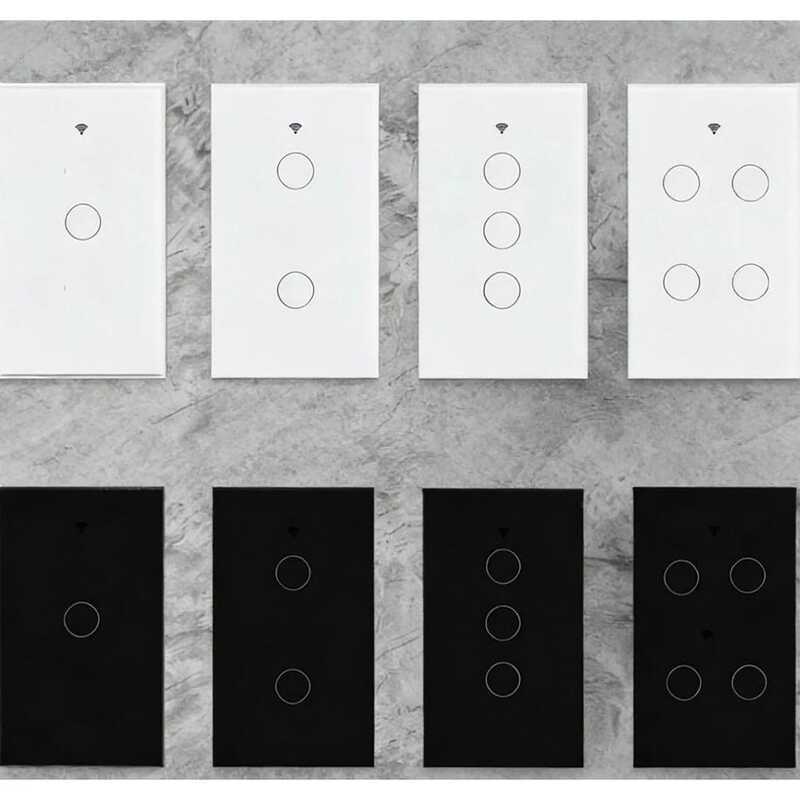 Interruptor inteligente Wi-Fi painel de vidro sensível ao toque, controle por voz com aplicativos Tuya, Alexa e Google.