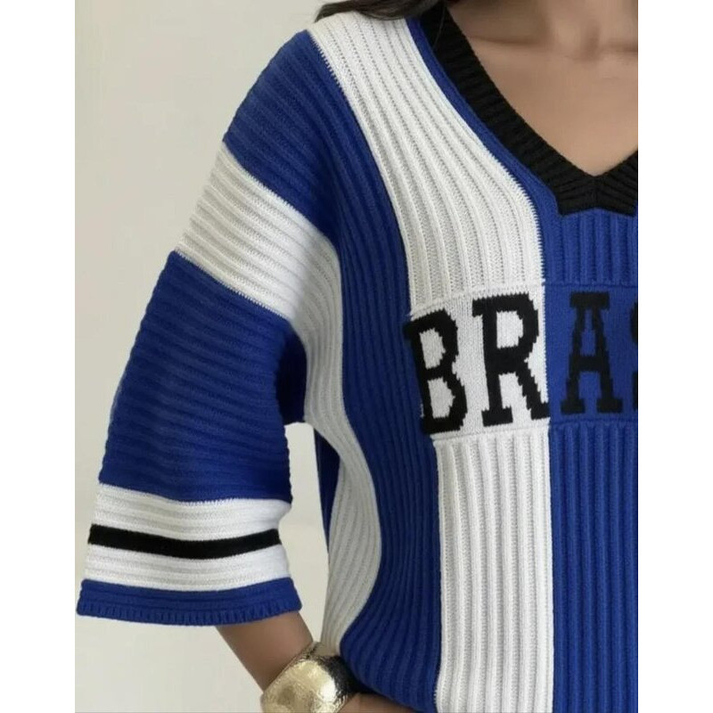 Camiseta Feminina Tricô Oversized Torcida Brasileira – Copa 2026 *Tricô Brasil