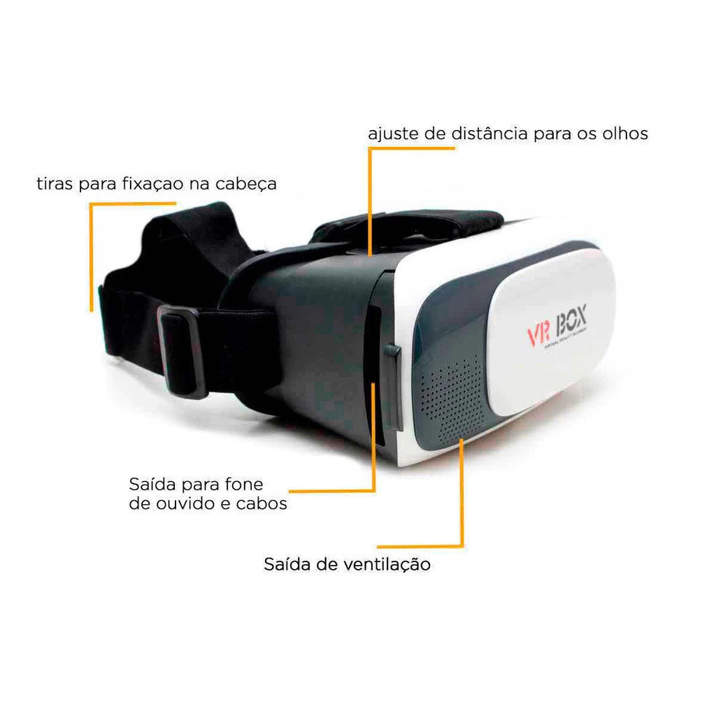 Óculos VR Box para Celular com Lentes 3D Ajustáveis e Design Ergonômico para Máximo Conforto