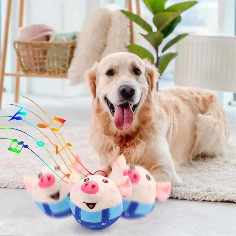 Interativo Cães, Porco Saltador Apito, com Modos de Gravação Música, Brinquedo Recarregável e Portátil para Cães