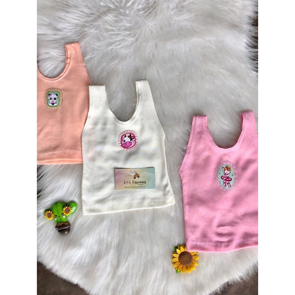 Camiseta bebê menina Regata infantil menina neném recém nascido roupas de bebê Kit Com 3