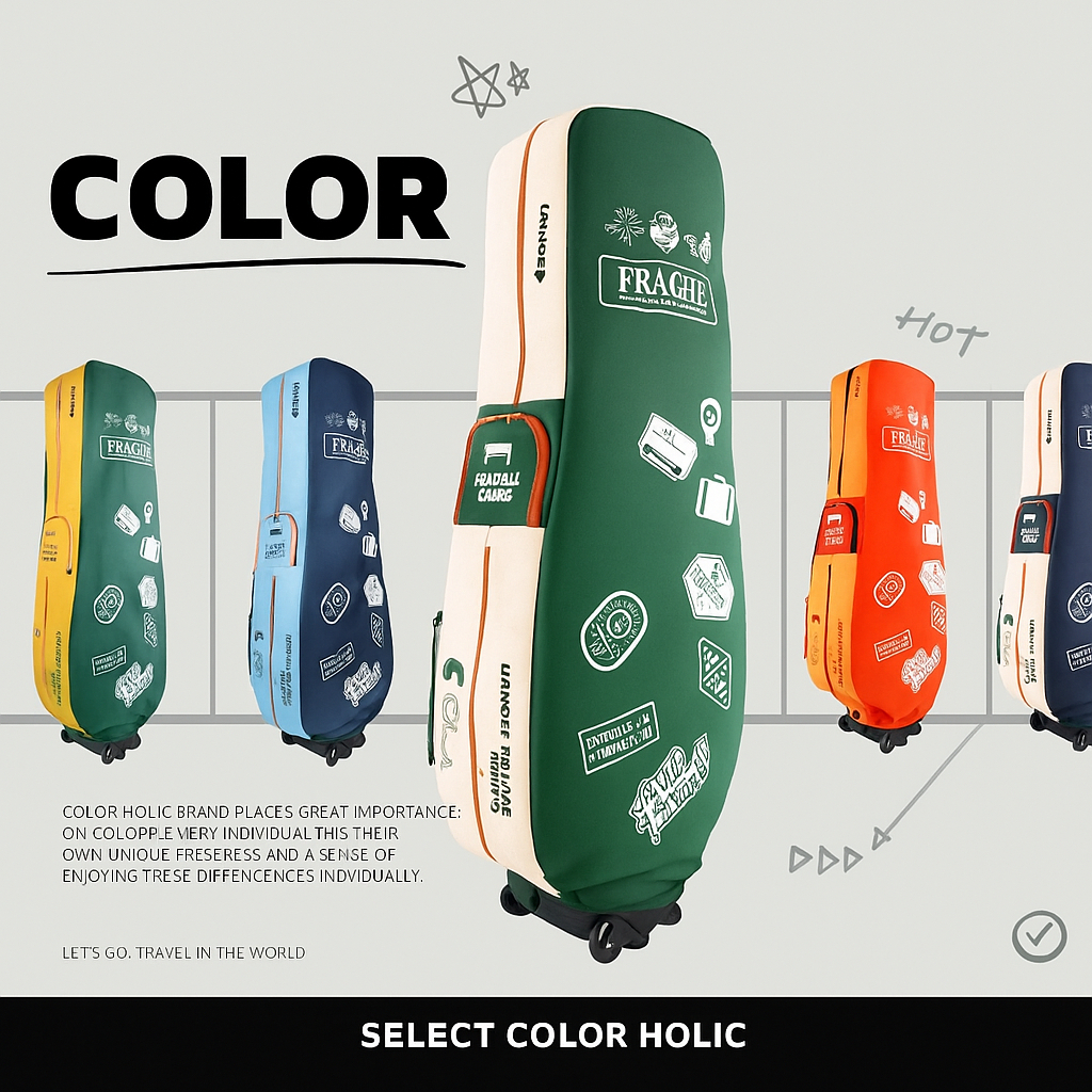Colorholic CH GTC Novo Funcional Travel Golf Airline Cover Bolsa De Companhia Aérea (Sem Rodas) Verde/Marinho/Laranja/Am