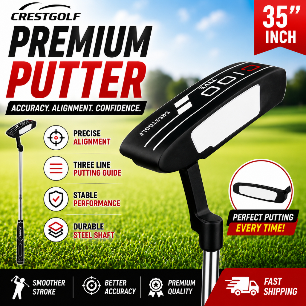CRESTGOLF 35 Polegada Aço Golf Putter Lâmina Reta Três Linhas Alinhamento Precisão Colocando Clube De Golfe Presente