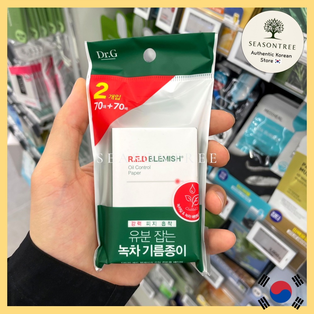 [Dr.g] Papel De Controle De Óleo De Manchas Vermelhas 70 + 70 Folhas Pacote Duplo Para Cuidados Com Sebo