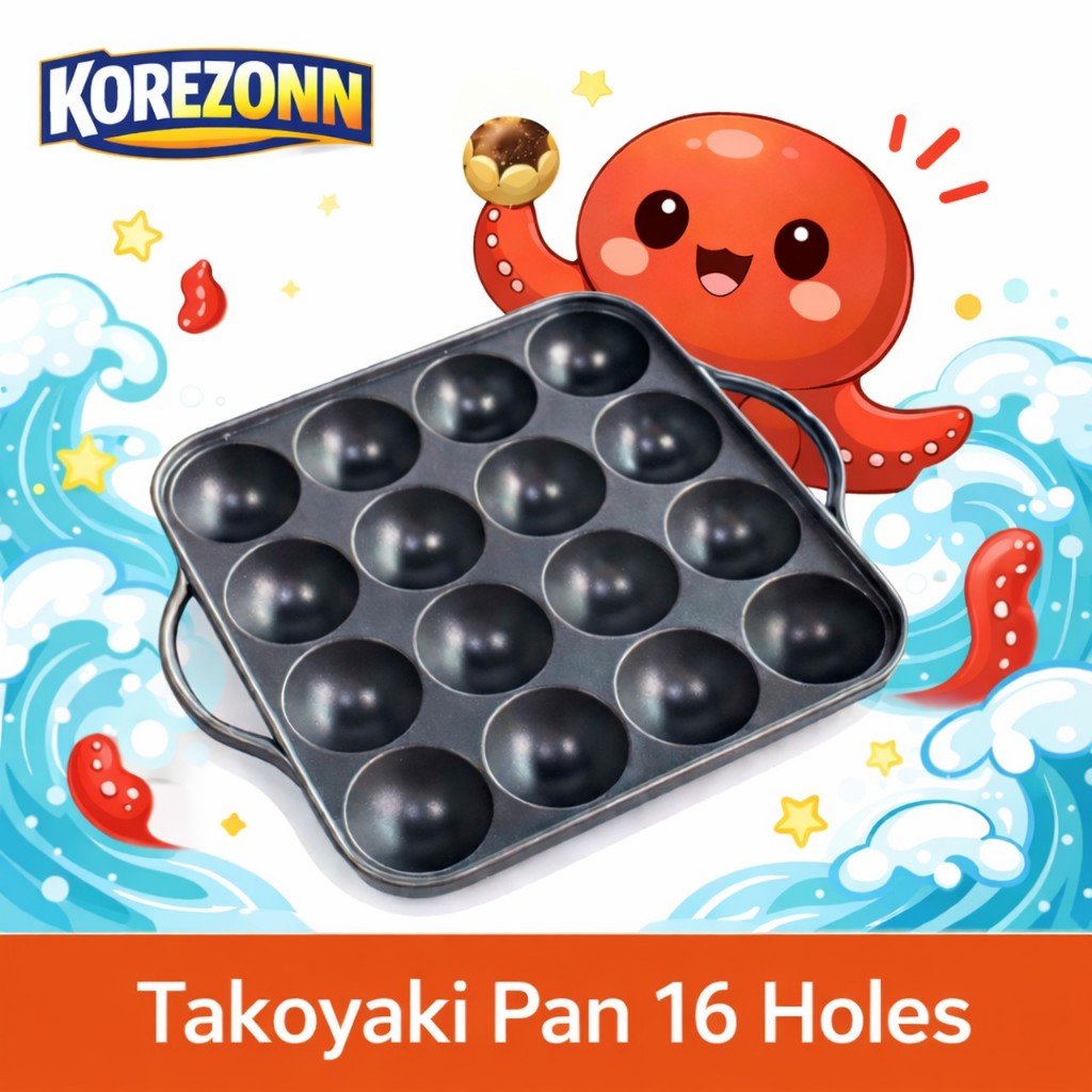 Takoyaki Pan 16 Buracos Japonês Polvo Bola Fabricante Antiaderente Alumínio Cozinhar Casa Rua Comida Grill Placa