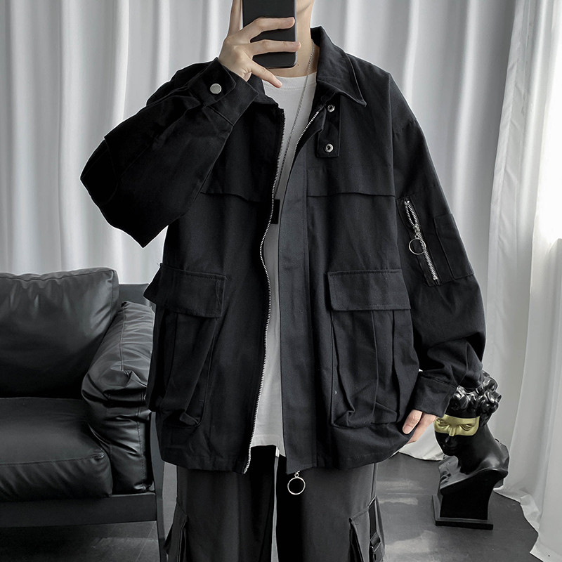 Primavera outono ins Street Wear ferramentas jaqueta masculina 2023 novo estilo versão coreana na moda Retro solto rufiã