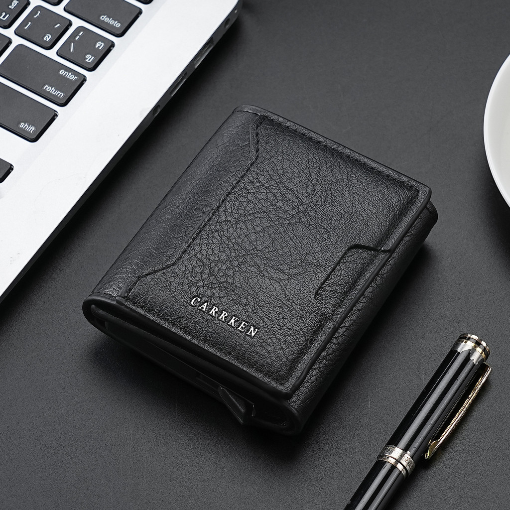 Carteira De Couro Masculina Elegante Curta Vertical-Porta-Cartões Multifuncional Unissex Com Vários Slots E Bolso Para M