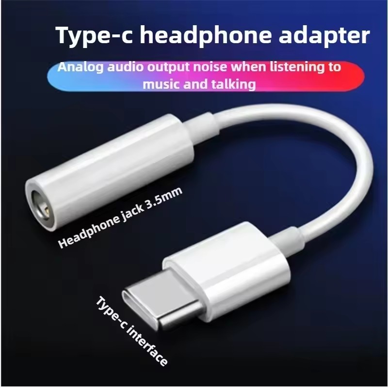 Adaptador Aux TypeC Para 3.5 Mm Cabo De Fone De Ouvido Com Entrada De Áudio Auxiliar De Huawei Xiaomi Sumsang