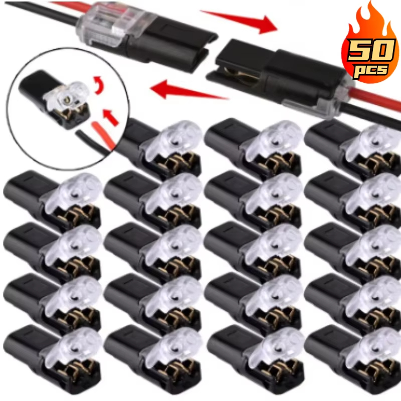 Conector Elétrico À Prova D'água De 2 Pinos-Conexão De Tira Terminal De Cabo De Fio Automotivo 50PCS