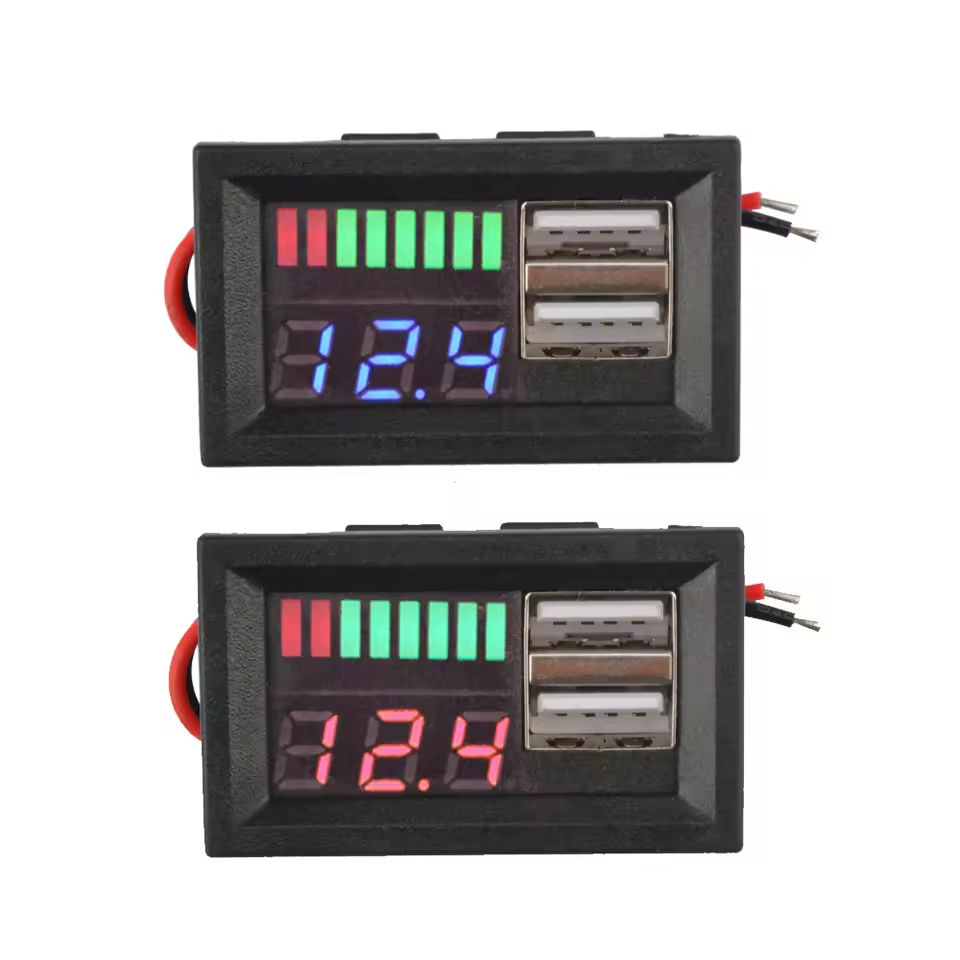 Voltímetro Digital à Prova d'Água 12V para Carro, Barco e Moto com Painel de Exibição LED Mini Testador de Voltagem