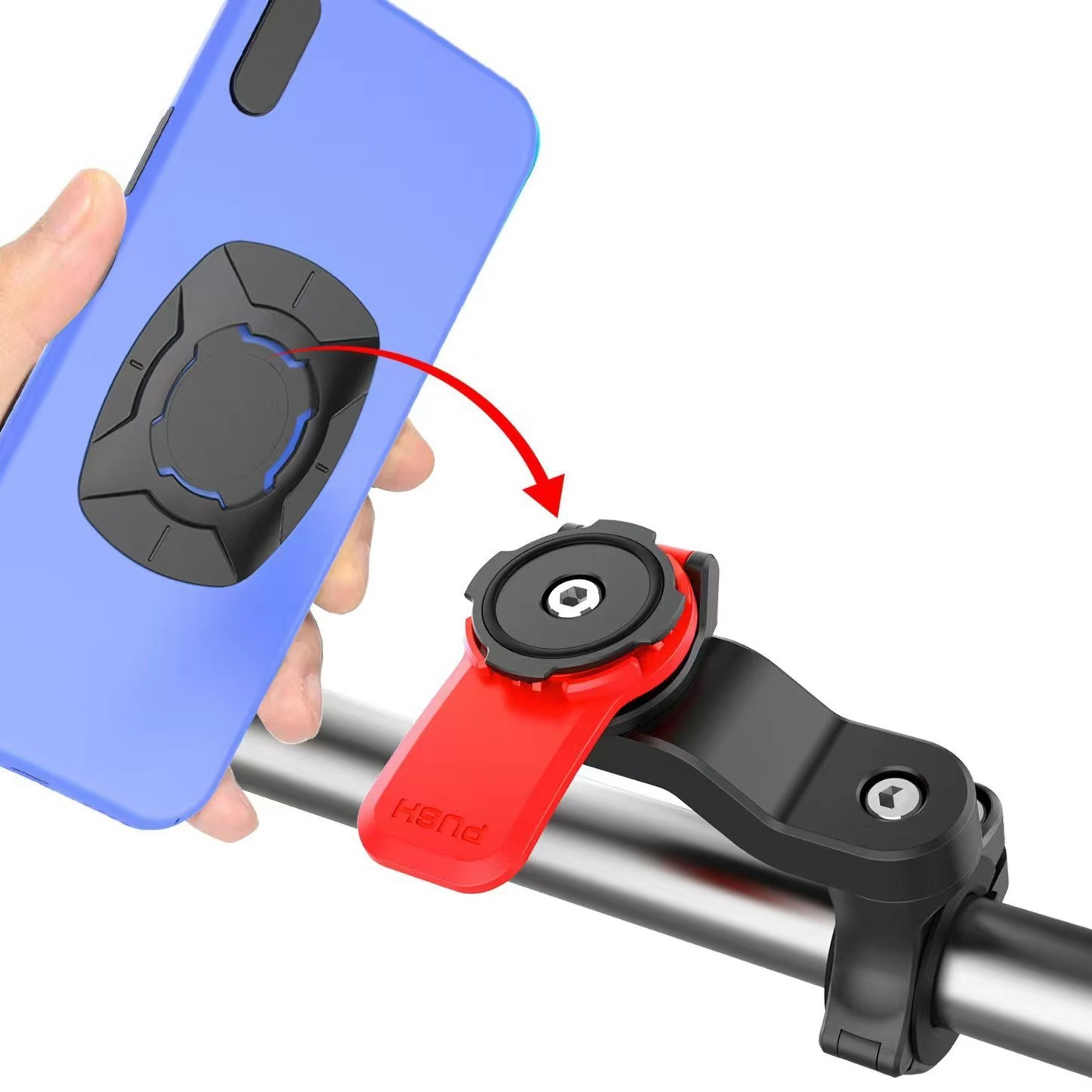  Quad Lock Suporte para Guidão de Motocicleta - Compatível com Kit de Suporte para Celular de Motocicleta, Inclui 3