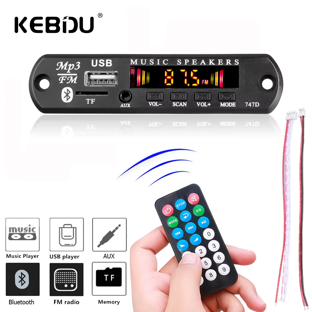  DC 9V 12V Kit Carro Bluetooth 5.0 sem Fio MP3 Decodificador Placa de Áudio Carro Player de Música WMA Módulo de Alta