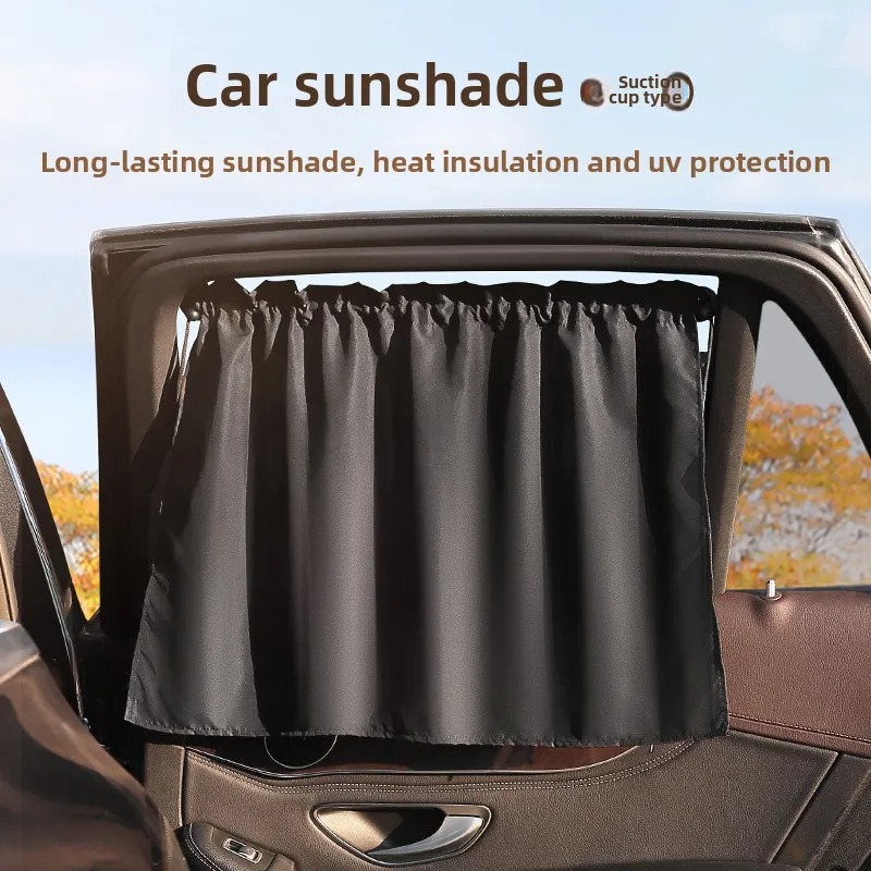  Cortina automotiva com ventosa para janelas de carros, proteção UV, preta, espessa, durável e universal para lateral,