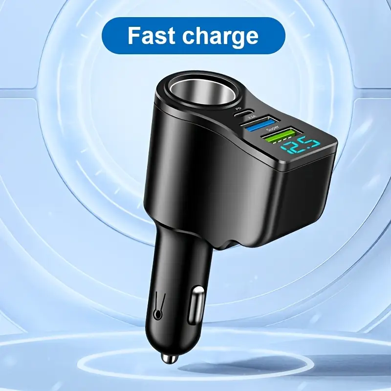 Carregador Veicular Rápido Pd Qc30 Com 3 Portas Usb-c Para Iphone E Samsung