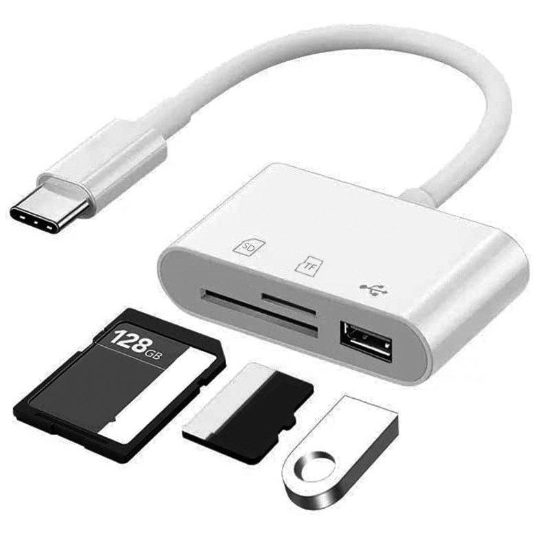 Leitor De Cartão SD USB C Para TF Adaptador Multiporta 3 Em 1 iPhone iPad MacBook Galaxy Laptop
