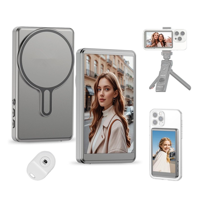 Suporte Magnético para Tela de Monitor de Vlog com Som para Câmera Traseira de Celulares IOS e Android