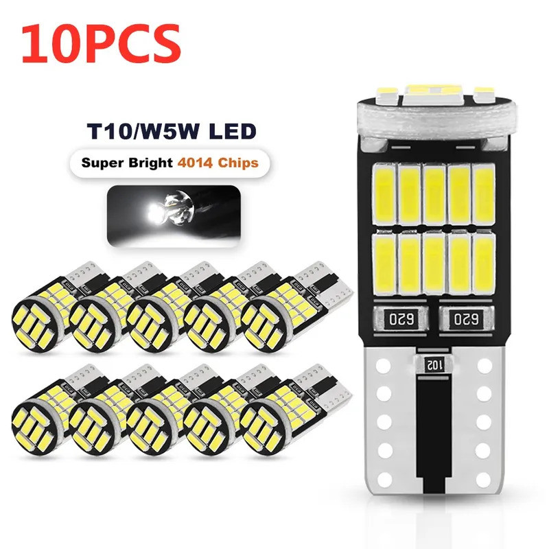 10pcs LED T10 W5W 194 501 Canbus Luz Interior Do Carro Sem Erros 26 SMD 4014 Lâmpada Branca Pura