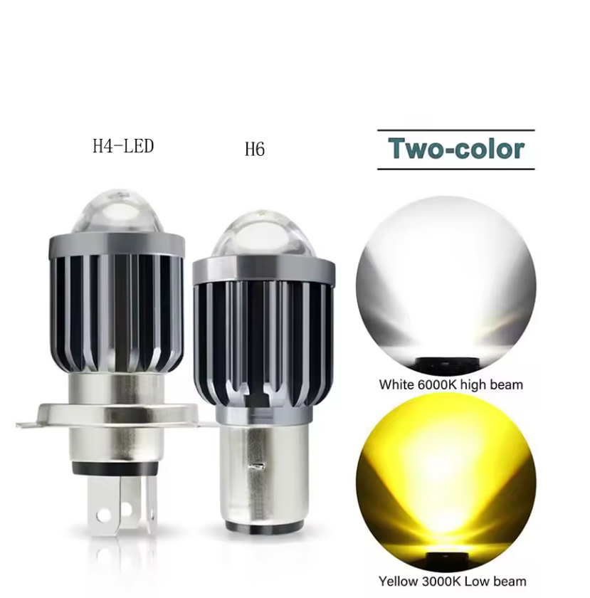 Farol Universal Para Motocicleta , H4/H6 , 12V , Led , Feixe Alto/Baixo , Lâmpadas 12000LM , Super Brilhante , Lâmpada D