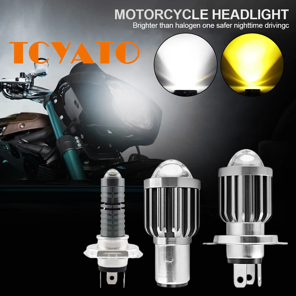 Lâmpada De Farol De Motocicleta De Alta Potência 12V 10000LM Com Lente Brilhante | Soquete H4 BA20D