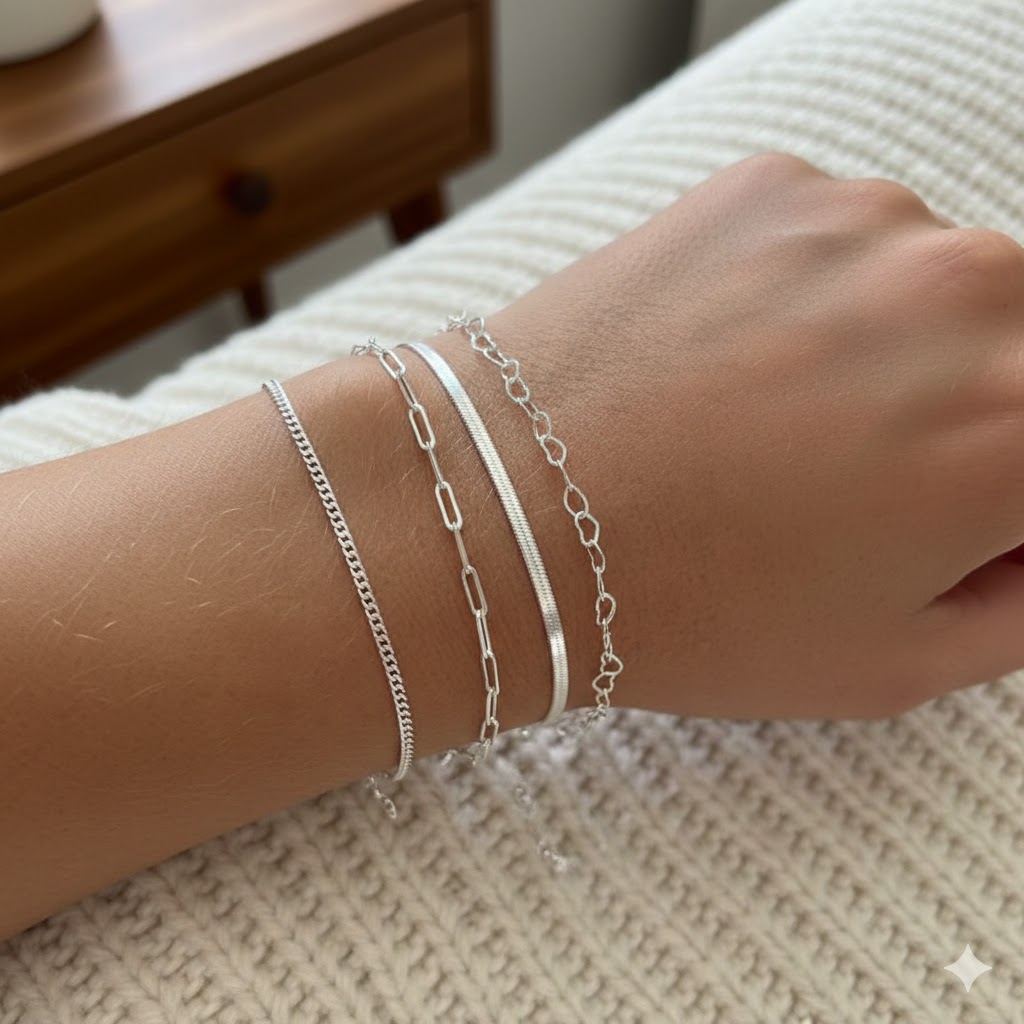 Conjunto De Corrente Minimalista Para Mulheres Boho Pulseira De Prata Em Camadas Tornozeleira Mulher