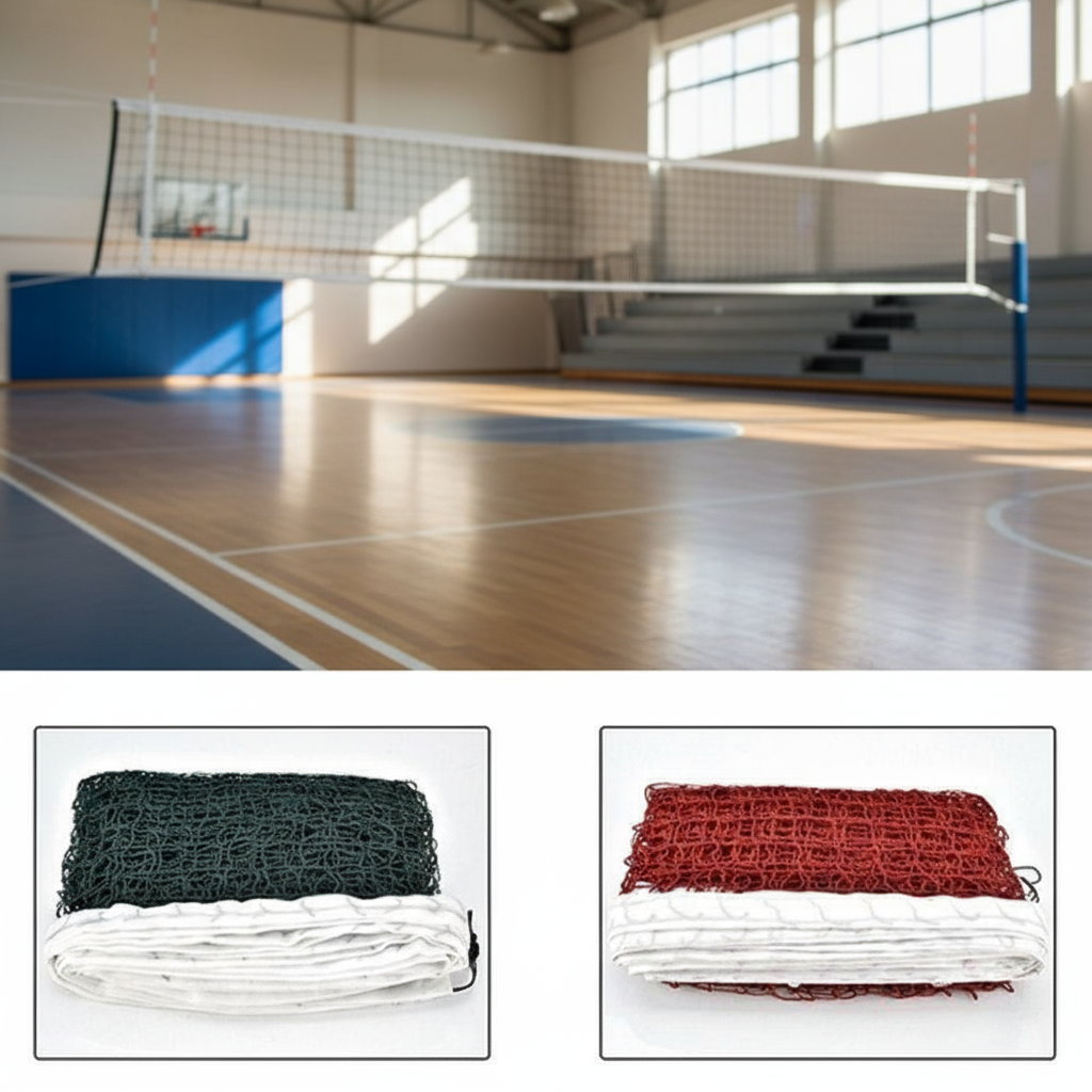  Rede de Badminton Padrão de Competição em Polipropileno Verde Vermelho, Durável e Portátil para Casa, Simples e