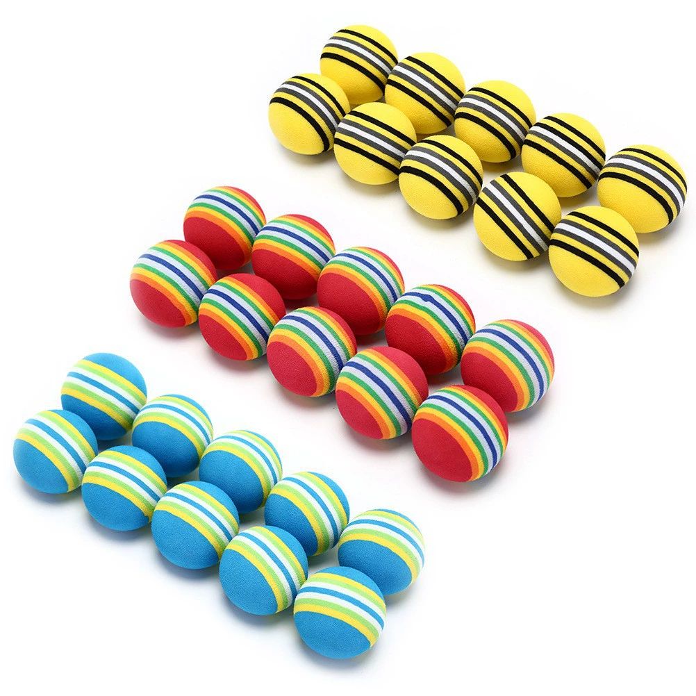  Pacote com 10 Bolas de Espuma com Listras Arco-Íris para Prática de Golfe, Auxílios de Treinamento, Brinquedos para