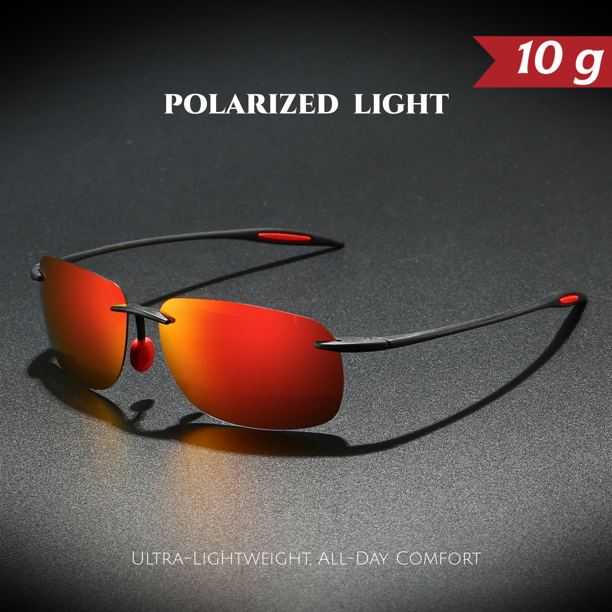 Óculos De Sol Polarizados Sem Moldura Ultra Leves 10g TR90 , Flexível , Confortável , Formato Quadrado Para Dirigir , Pe