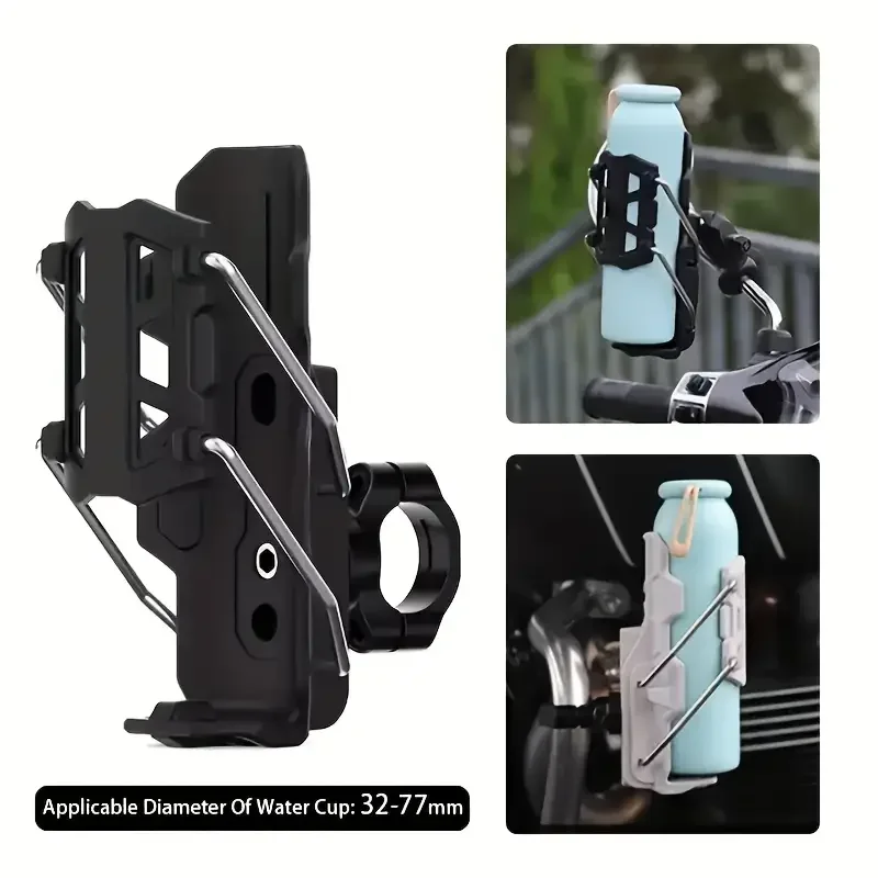 Suporte De Copo Ajustável Para Motocicleta-Universal Anti-Roubo Bebidas Guiador/Espelho