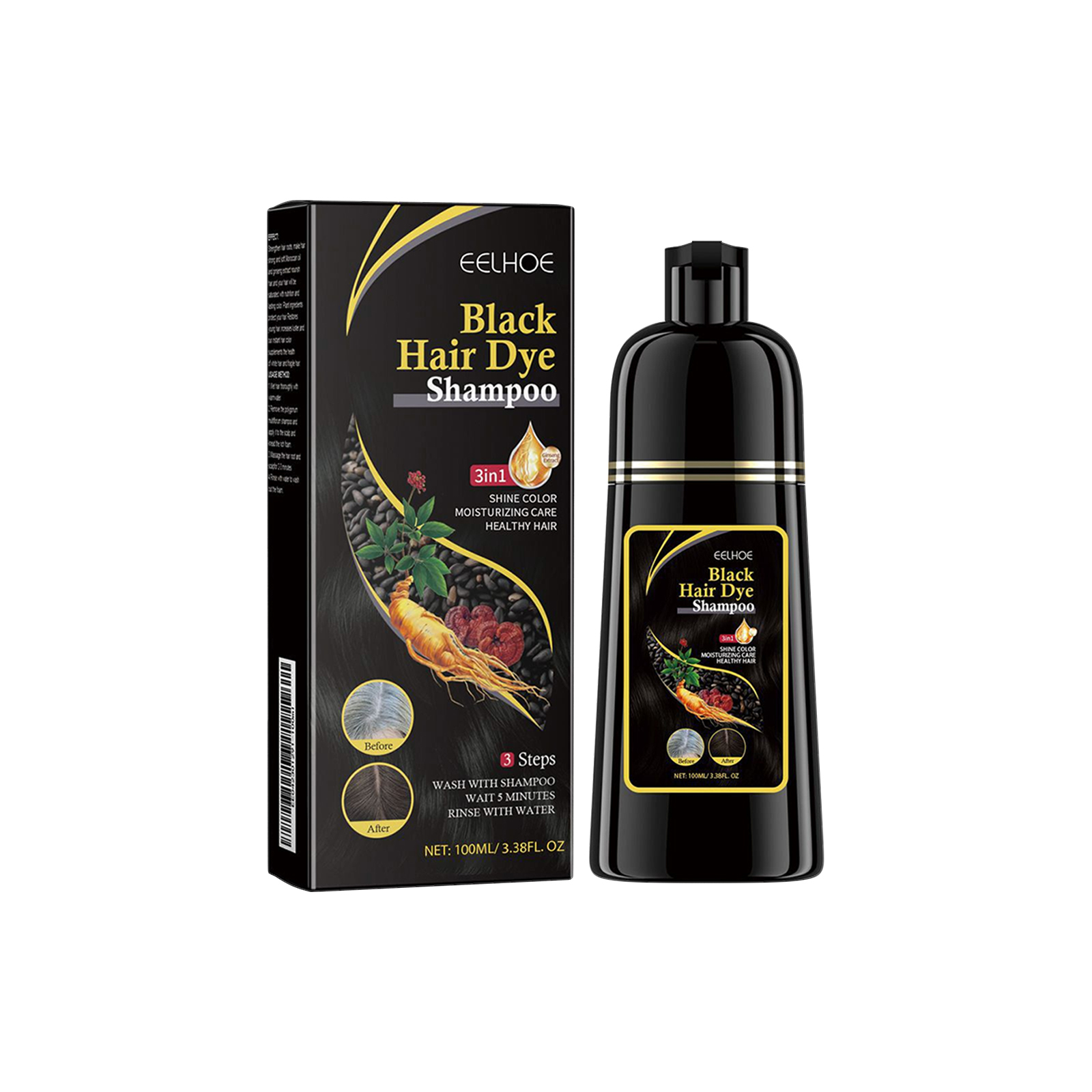 Eelhoe Shampoo Branco A Preto 1 Unidade Extrato Hidratar Limpo Suave Enegrecer Cuidados Com Os Cabelos